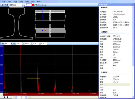 Auto Gain Ultrasound Flaw Detector Dacpac Curve Gate Expansion Weld B Display Train Track Rail